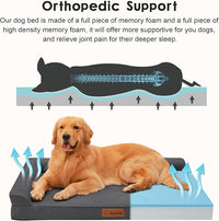 Chew Proof Dog Bed, 3" Memory Foam Dog Bed for Medium and Large Dogs, Removable and Washable Microsuede Cover, Waterproof Liner, Nonskid Bottom, 44x32, XXL Dark Grey