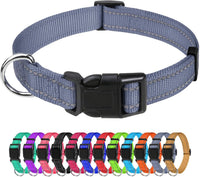 Small Dog Collar, Reflective Puppy Collar, 3/8" Width - Grey / S+: 3/4"x(10-16")
