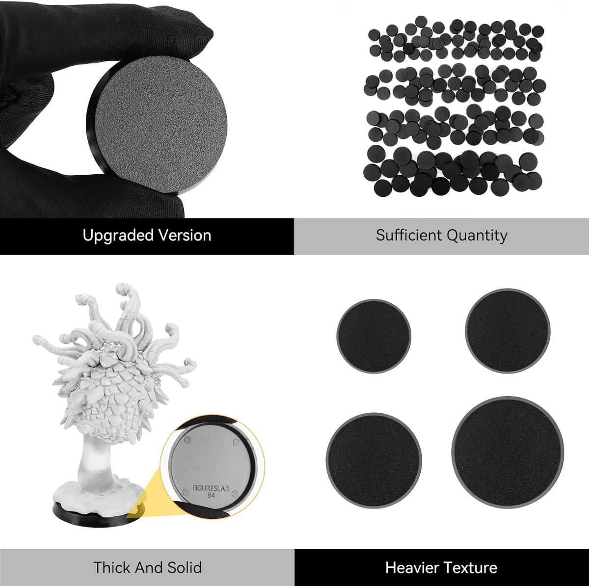 FIGURESLAB 100 black textured plastic miniature bases in 7 sizes - view 24