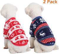 3 Pack Dog Sweaters, Dog Clothes for Small Dogs Girl Boy – Essentials for Dogs - X-Small / Xmas Red+Xmas Blue - image 2