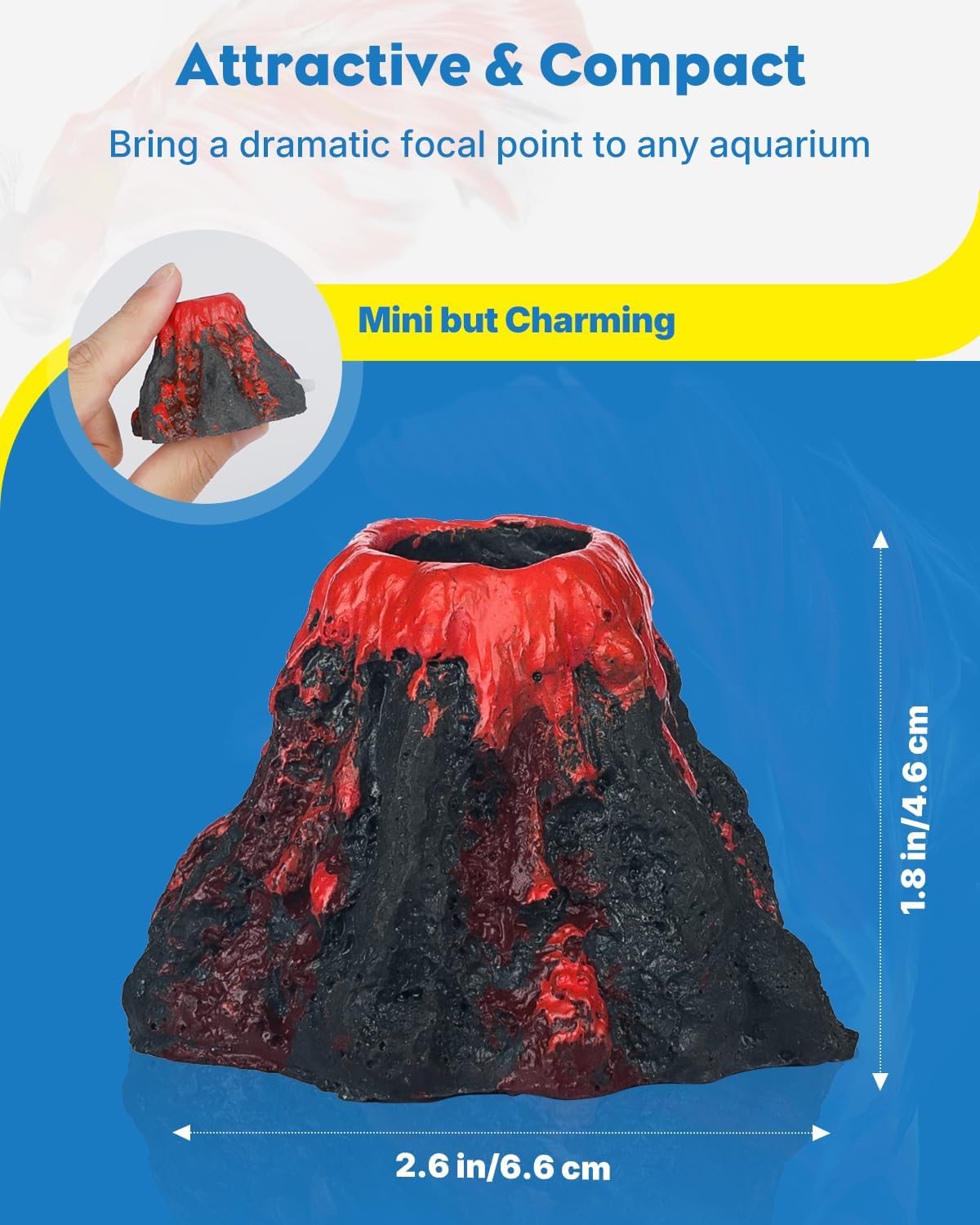Pawfly Nano Silent Aquarium Air Pump - Air Pump Set + Volcano Decor - image 2