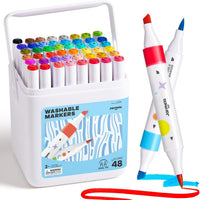 Jar Melo Washable Dual Tip Markers for Kids Ages 4-8 - 48 Colors