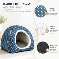 Rabbit Hideout Large Bunny Bed Washable Rabbit House – Daily Care for Small Pets - Dark blue - image 4