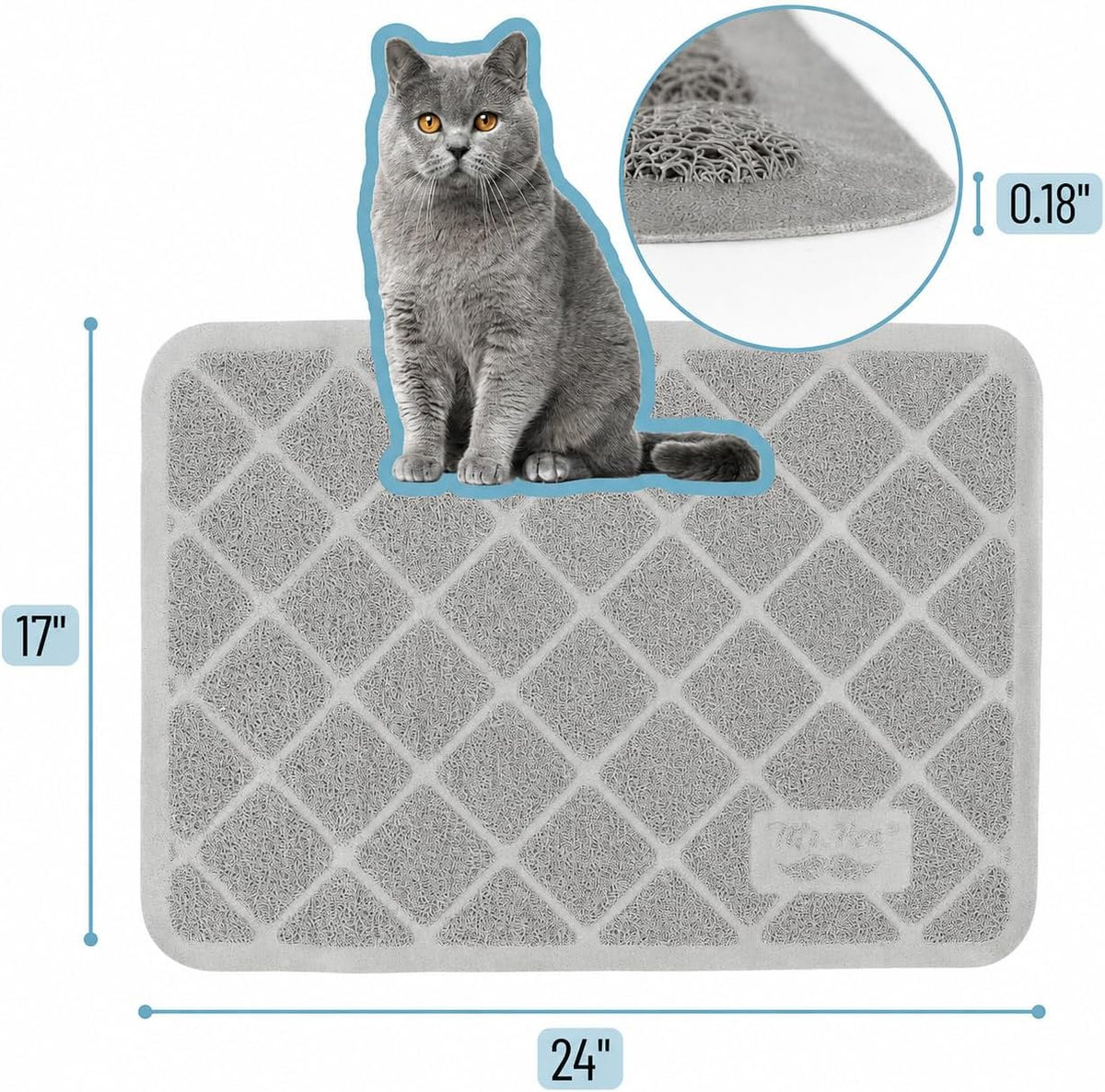 Mr. Pen, Large Cat Litter Mat, 23”x 35” - Gray - image 2