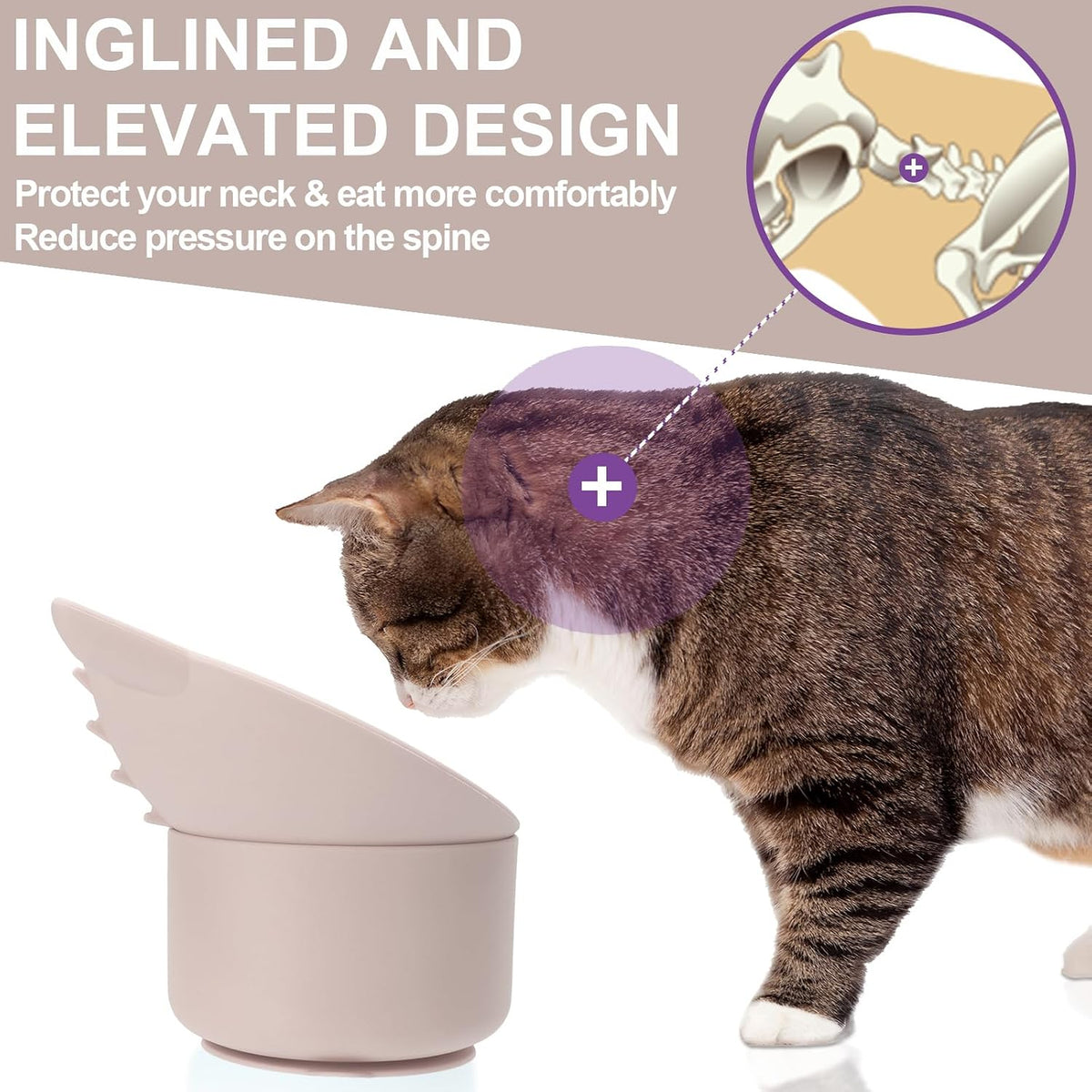 Silicone Cat Slow Feeder, Elevated Slow Feeder Bowl Tilt Design - Pink - image 4