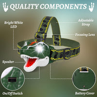DX DA XIN Dinosaur Headlamp T-Rex LED Headlamps for Kids Flashlights - Green - image 3