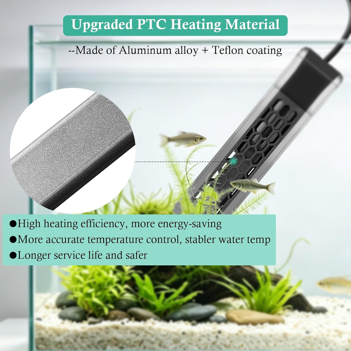 HITOP Aquarium PTC Heater with Controller: 200W 300W 400W Digital - 300W(40-80Gal) - image 4