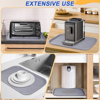 Silicone Pet Feeding Mat with Raised Edge for Food and Water, Dog Bowl Mats, Cat Bowls Placemat with High Lip for Floor Waterproof, Rubber Tray for Cats and Dogs 24 x 16 x0.8 Light Gray