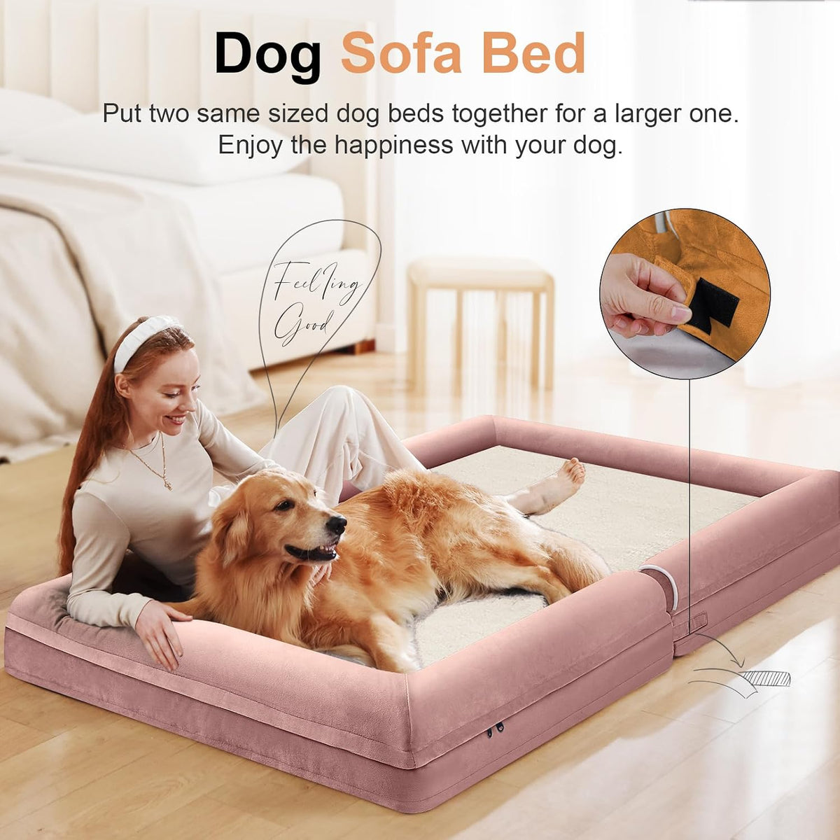 Orthopedic Dog Bed for Large Dogs - Pink / 44.0"L x 34.0"W x 6.5"Th - image 3