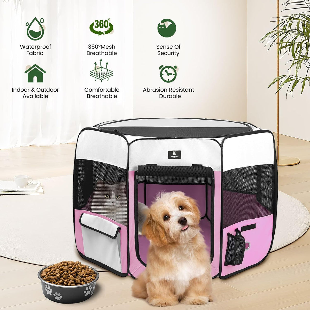 X-ZONE PET Foldable Dog Playpen - XL / A Pink - image 2