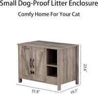 31.9'' Small Cat Litter Enclosure,Adjustable Shelf for Dog Proof and Storage,Locks Added for cat,Cat Litter Collector,Small Indoor Cat House,Grey