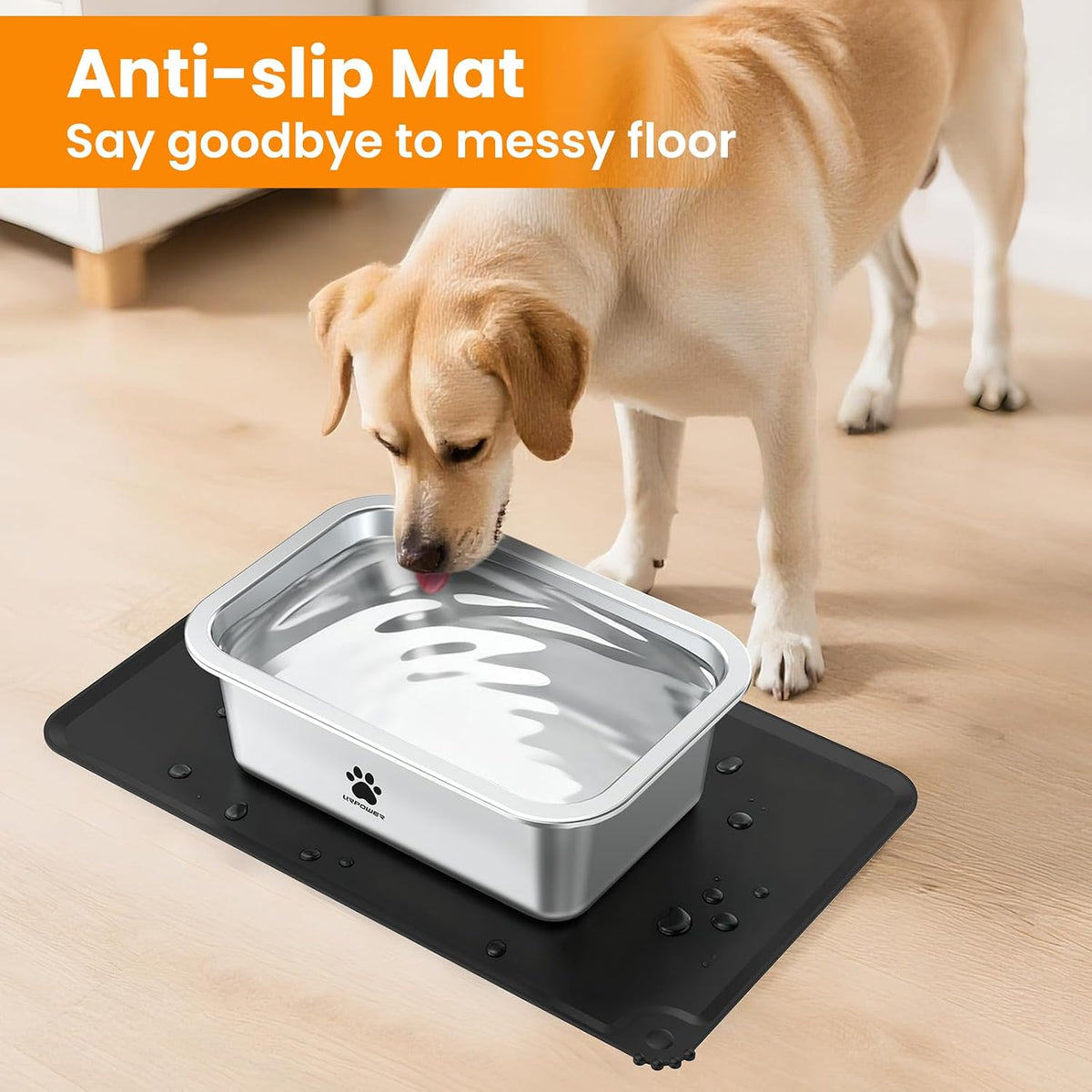 URPOWER 2 Pack 1.25 Gallon Large Dog Water Bowl Stainless Steel Dog - 0.85 Gallon - image 3