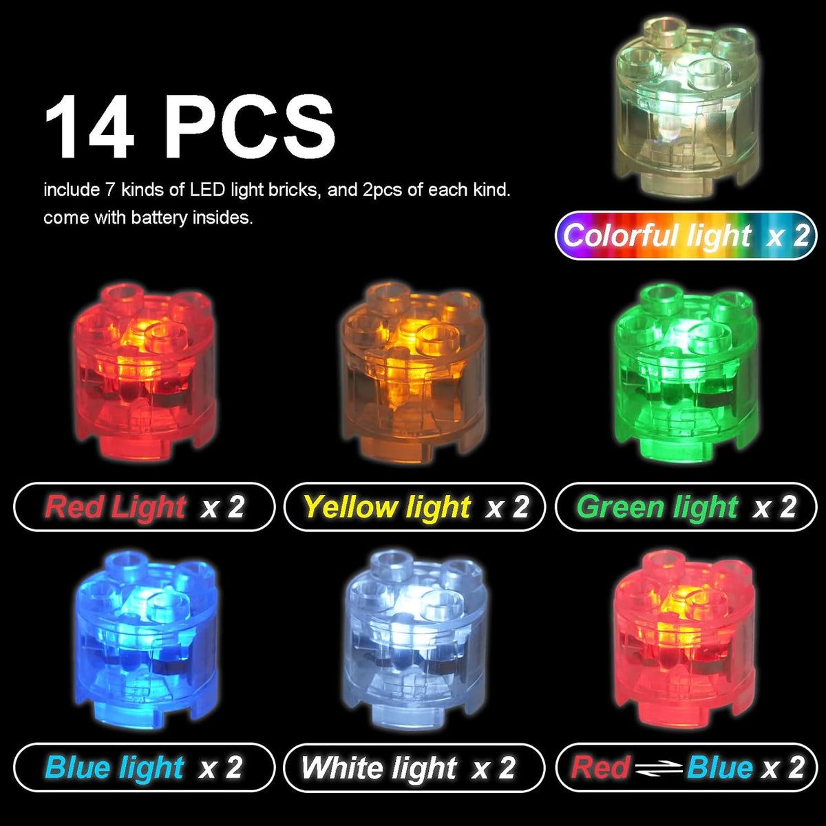 Light Up Bricks Accessories Kits - 2x2 Round - image 3