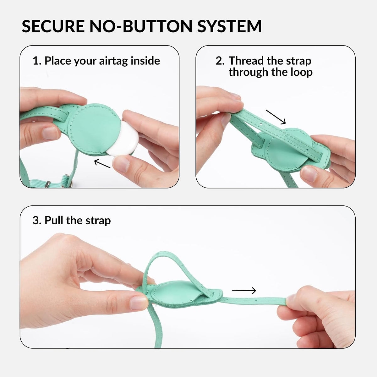 Soft Leather Cat Collar with Safety Elastic Strap - 6-7 Inch (AirTag Holder) / Lime Green - image 4