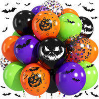 Froova black and white Halloween balloons with ghost and bat prints and bat stickers - view 7