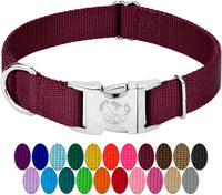 Country Brook Petz - Premium Nylon Dog Collar with Metal Buckle for Small Medium Large Breeds - 30+ - Small (Pack of 1) / Burgundy