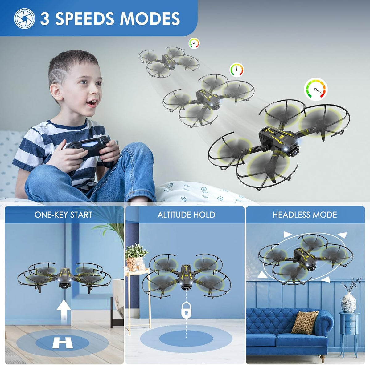 AVIALOGIC Mini Drone with Camera for Kids - Yellow - image 4