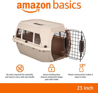 Amazon Basics Sturdy Portable 2-Door Top-Load Hard-Sided Pet Travel - Beige / 23.6"L x 15.7"W x 13.0"H - image 2