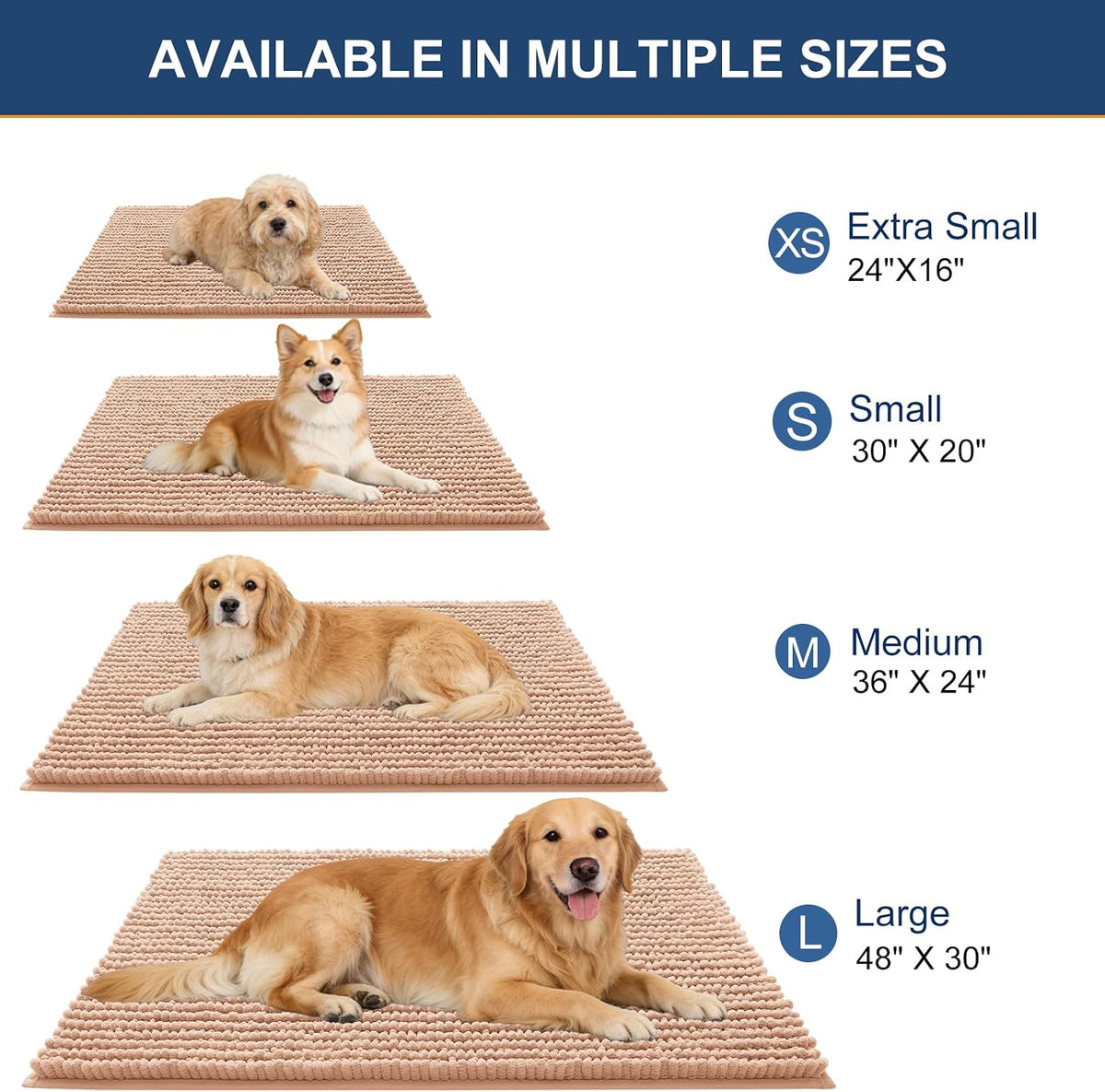 OLANLY Dog Door Mat for Muddy Paws 30x20 - 30" X 20" / Peach - image 2