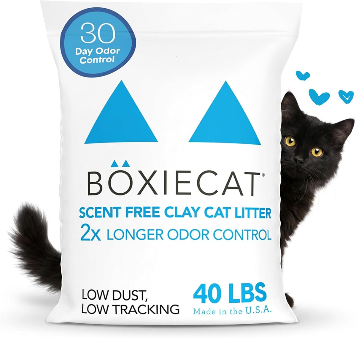 Boxie Premium Unscented Clumping Cat Litter 30+ Day Odor Control – Daily Care for Cats - Unscented / 40 lb