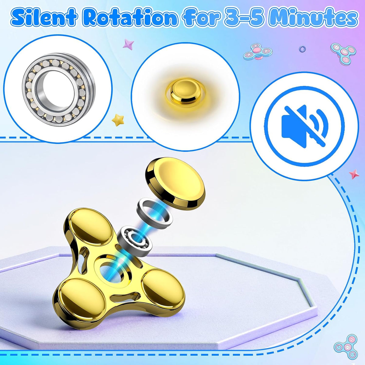 ATESSON Fidget Spinners Toy - Gold - image 2