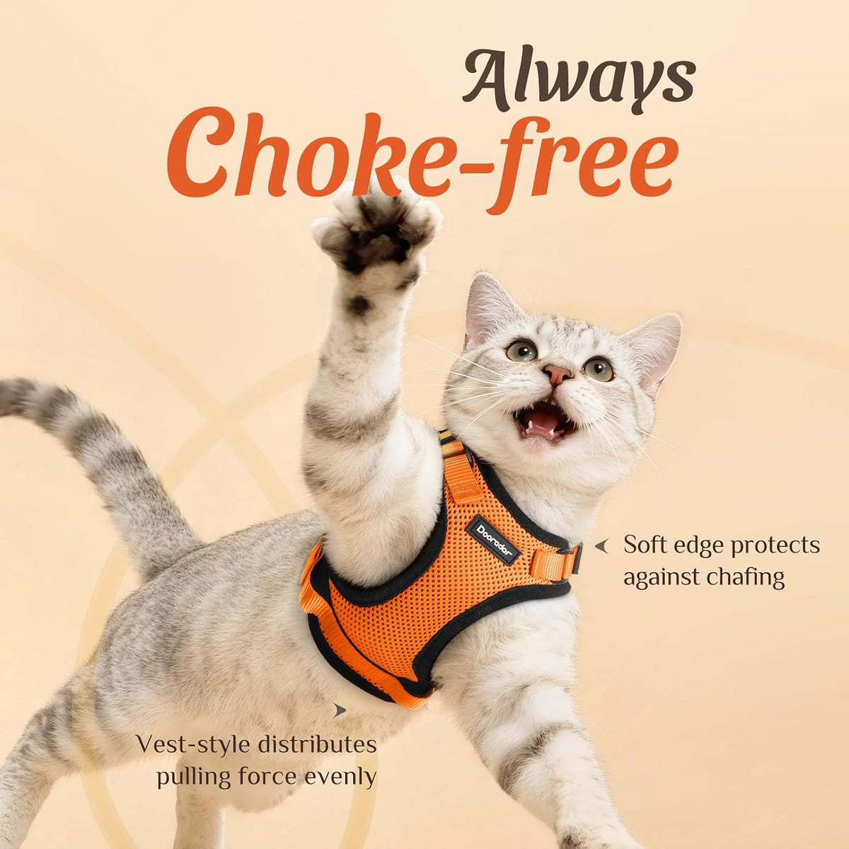 Cat Harness and Leash Set, Adjustable and Escape Proof - Orange / Xxs - image 2