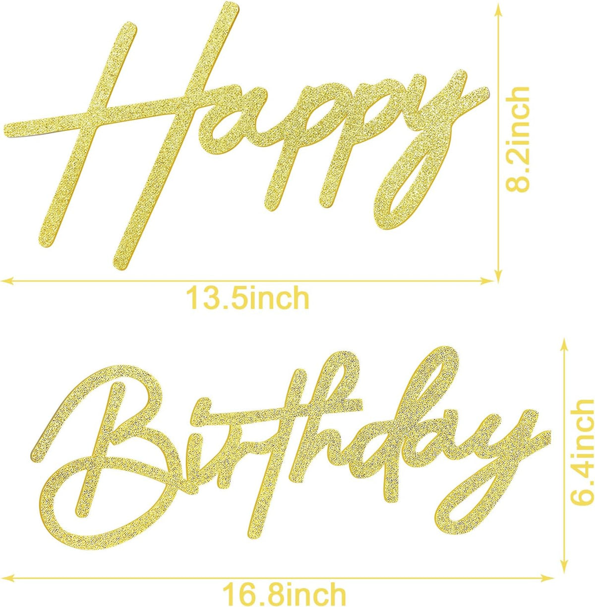 Happy Birthday Sign for Backdrop - Felt / Glitter Gold - image 2