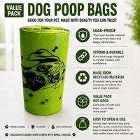 Doggy Poop Bags with Dispenser Dog Waste Pickup Bags Refill Rolls Cat - Green (1 Roll Unscented) - image 3