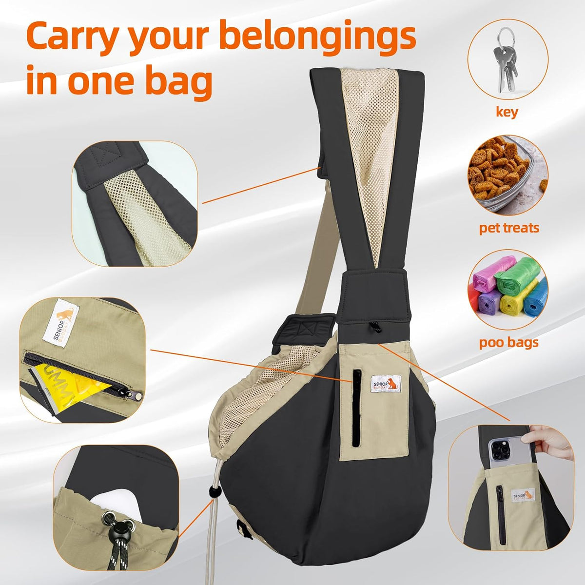 Dog Carrier Sling, Dog Carriers for Small Dogs Up to 20lbs - Black - image 2