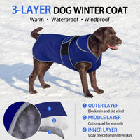 MIGOHI Warm Dog Coat Waterproof Winter Dog Jacket, M - Navy / XXX-Large - image 3