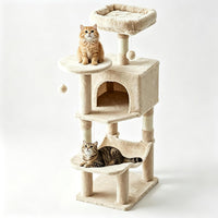 DUMOS 44 Inch Cat Tree Tower with Natural Sisal Scratching Posts – Essentials for Cats - Beige / 5 / 43.6"×13.7"×17.7"