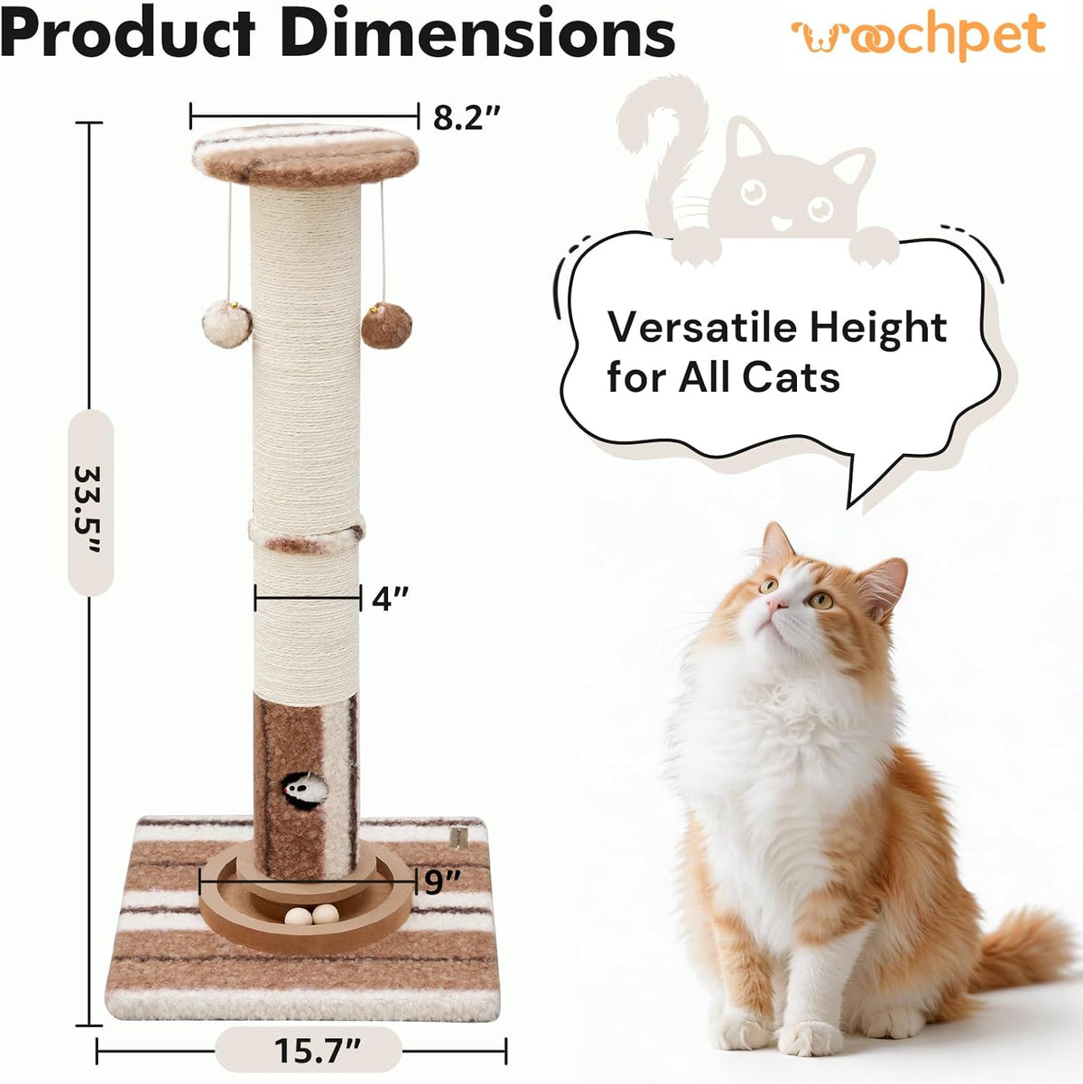 34" Tall Cat Scratching Posts - Brown - image 3