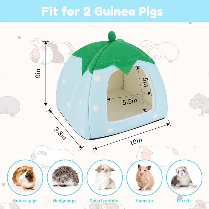 BWOGUE Guinea Pig House Bed Cozy Hamster Cave Large Hideout for Dwarf Rabbits Hedgehog Bearded Dragon Winter Nest Hamster Cage Accessories