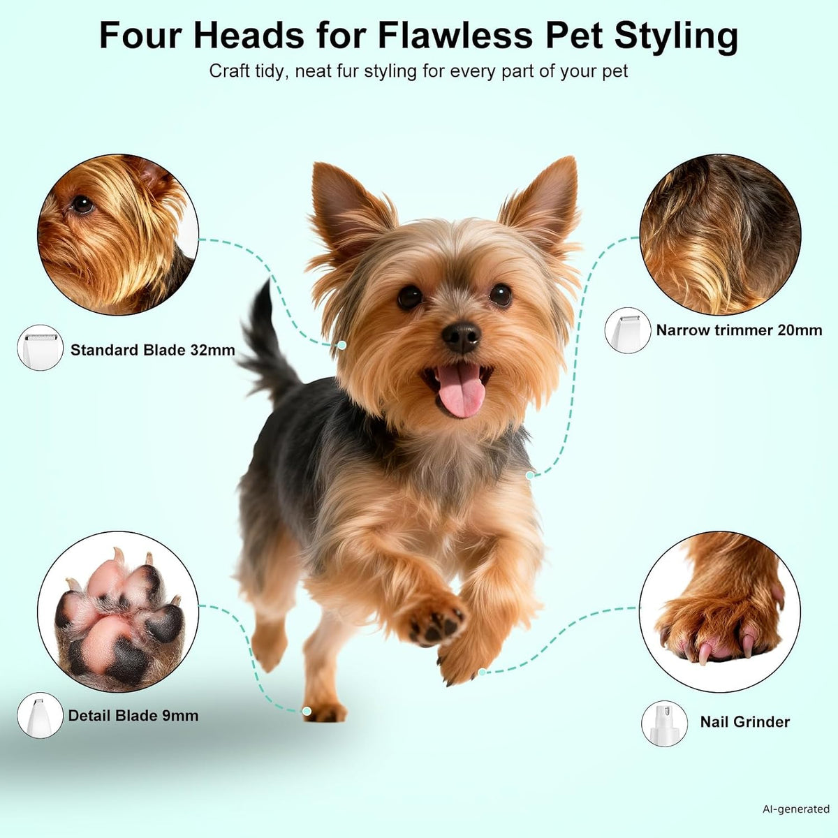 TBTeek Dog Grooming Clippers Kit Cordless Dog Trimmer for Small Dog - image 2