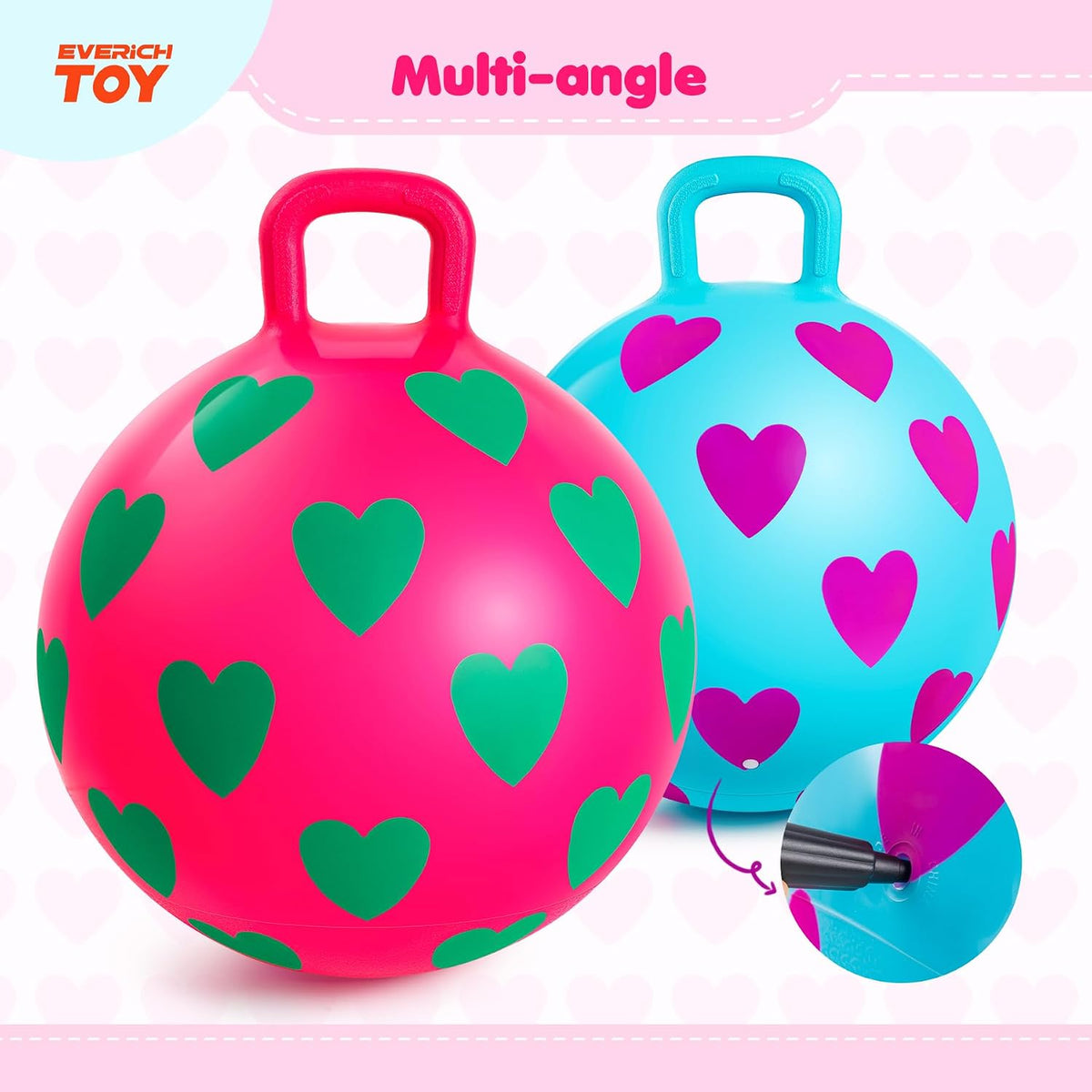 EVERICH TOY 18 inch hopper ball for kids with handle, purple pink clouds - view 22
