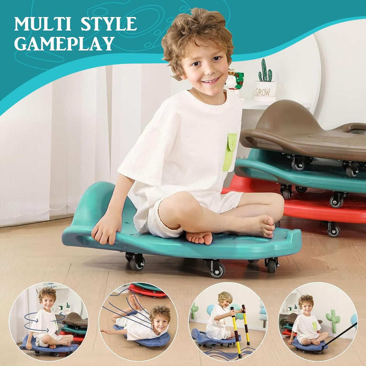 LLYJJKUWL large plastic scooter board for kids with side handles and swivel wheels - view 8