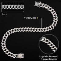 LEIFIDE Cuban Link Dog Collar Chain 12mm, Rose Gold, Pink - 12 Inches / Silver, AB Color - image 2