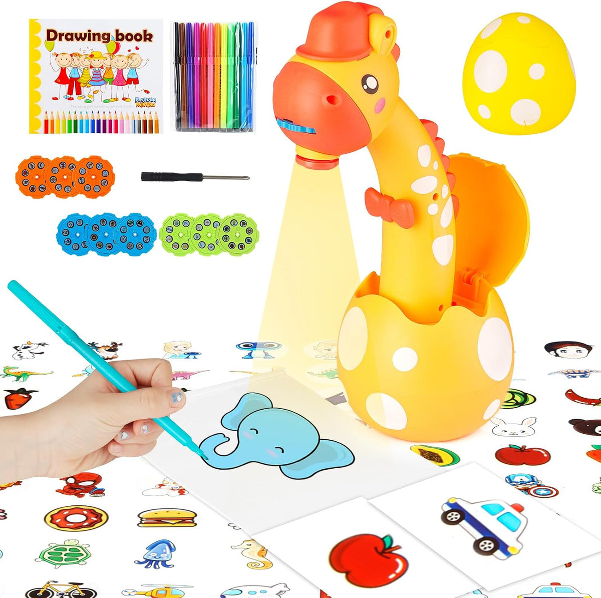 KETIEE Unicorn Drawing Projector Toys for Ages 5-7 – Fun for Kids & Family - Yellow / Small