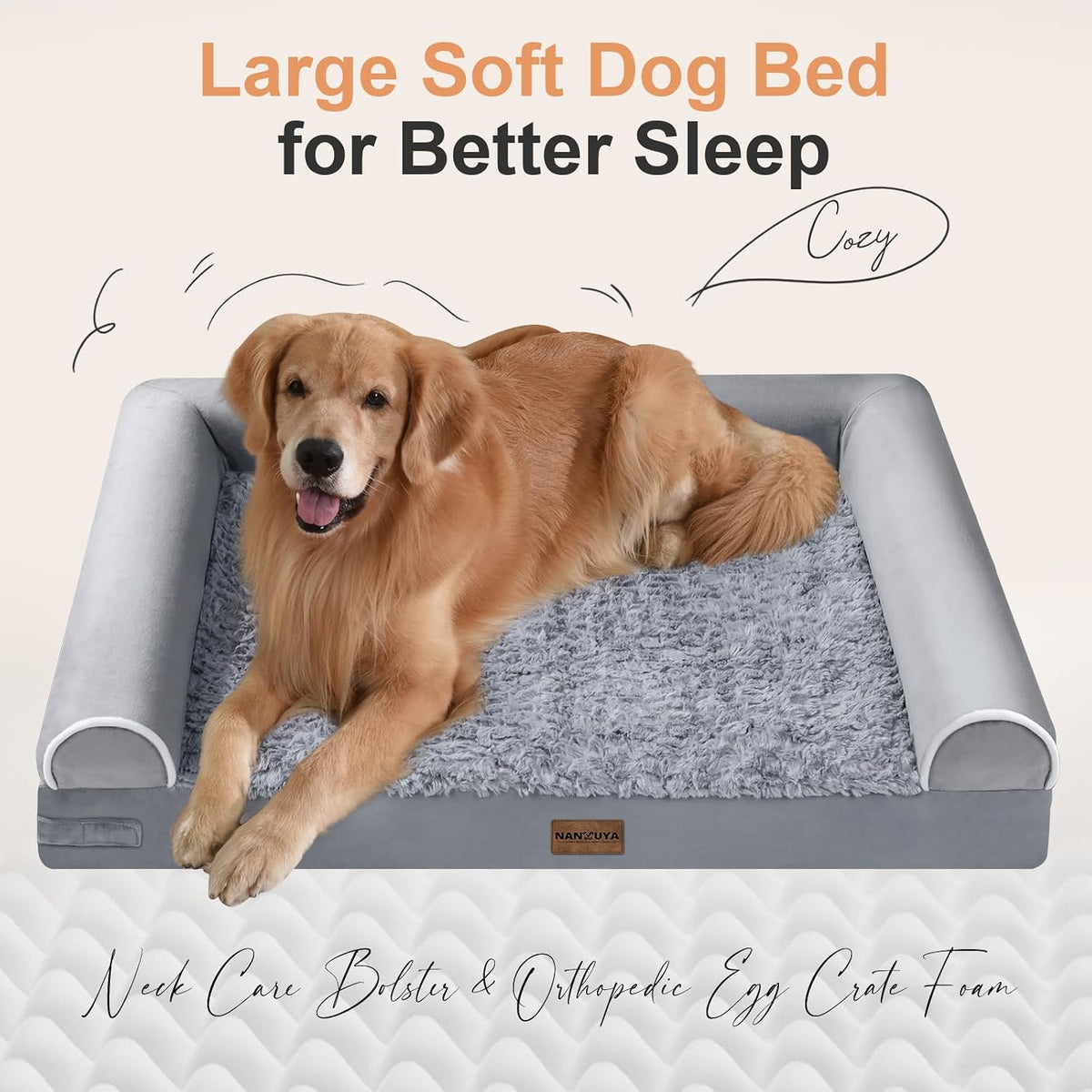 Orthopedic Dog Bed for Large Dogs - Light Grey / 36.0"L x 27.0"W x 6.5"Th (Pack of 2) - image 2