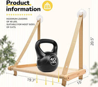 CATISM Cat Window Perch - Foldable Cat Hammock for Window, Soft Seat Machine Washable, Solid Wood Frame, 4 Suction Cups, Cats Window Hammock Load Weight Up to 40lbs