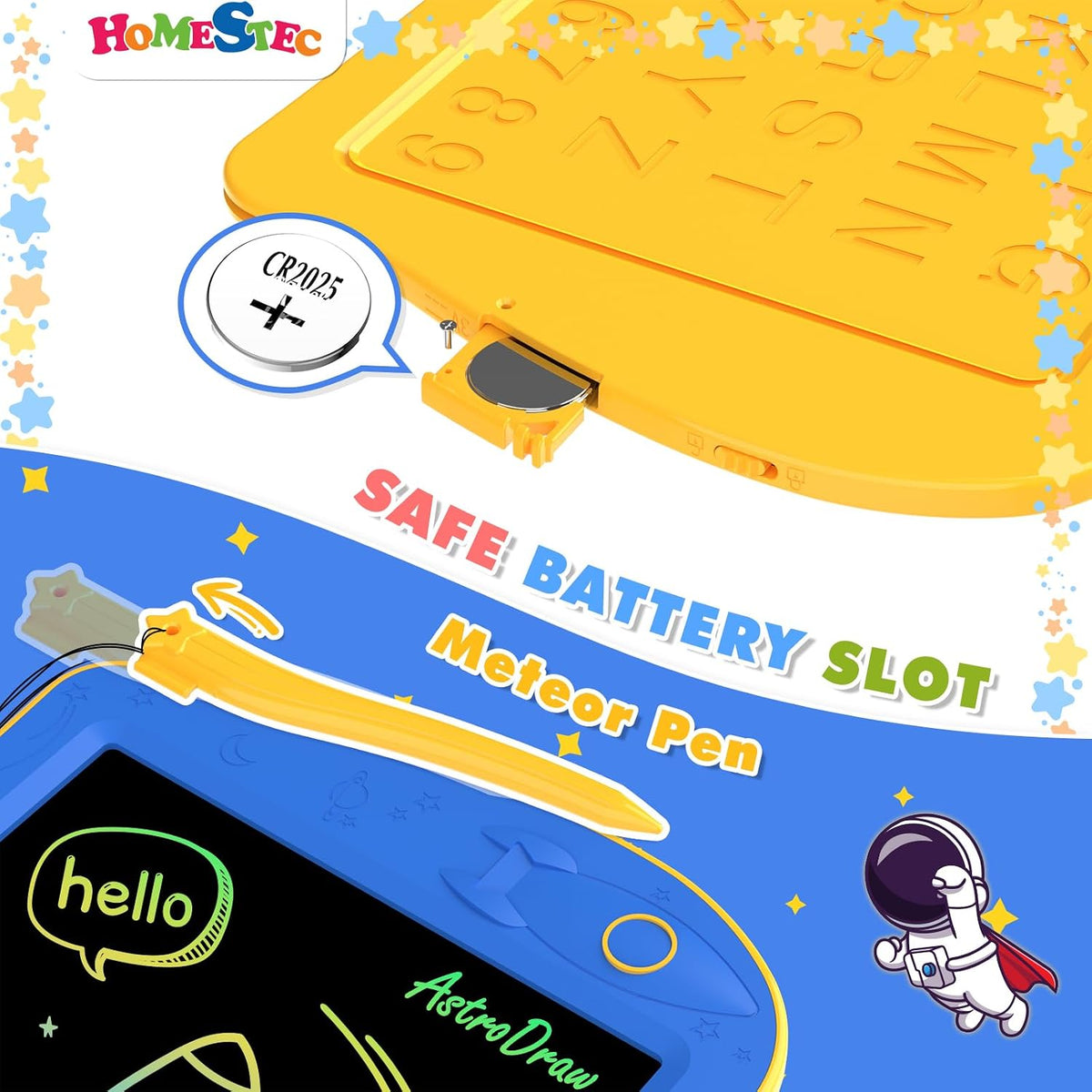 Astrodraw Drawing Pad, LCD Writing Tablet for Kids - Blue/Yellow - image 4