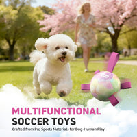 QDAN Dog Soccer Ball Toy with Strap - A-Colorful Pink / Small Size 1 - image 3