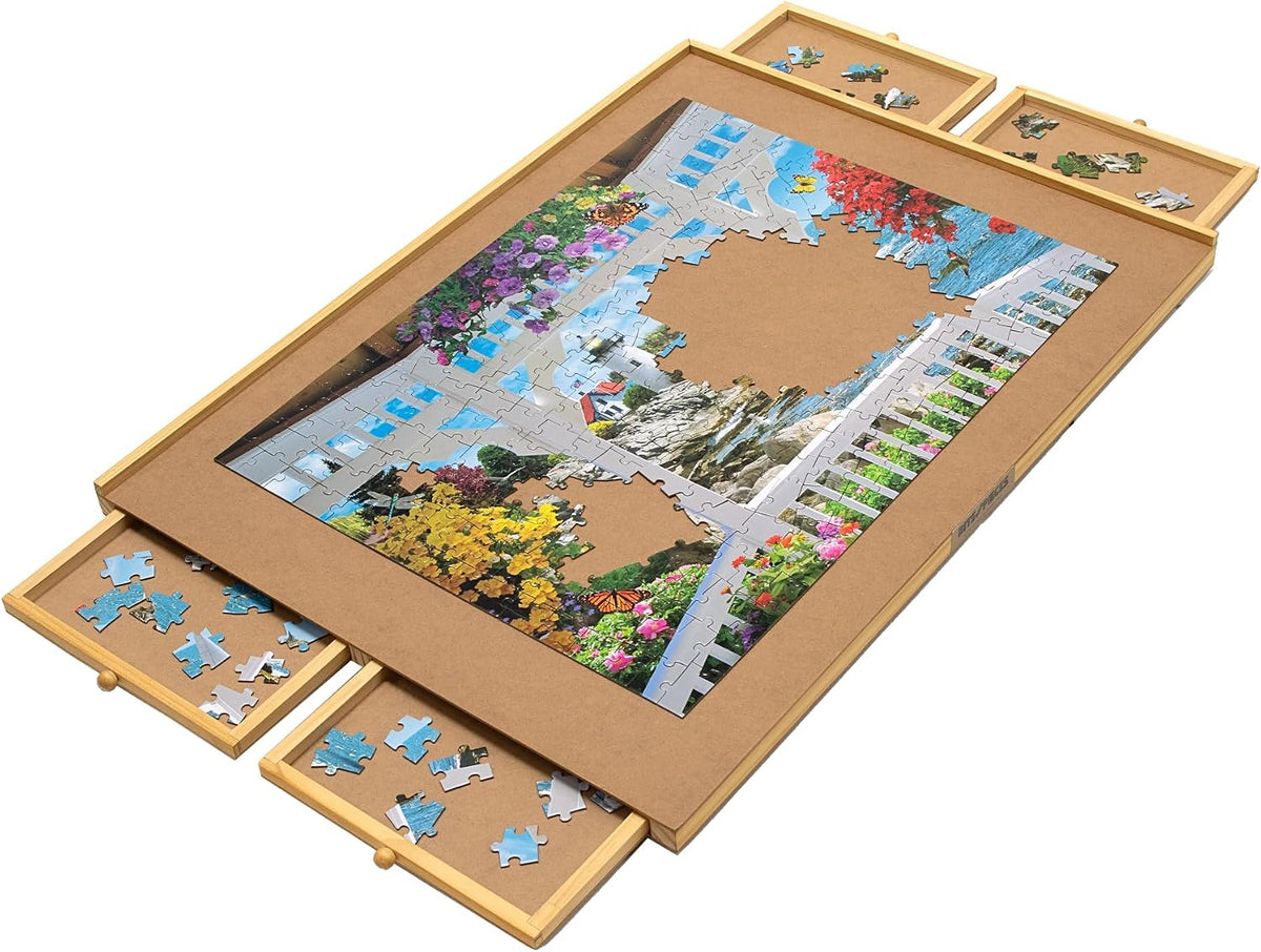 Bits and Pieces The Original Puzzle Board with Drawers - 35" x 26" - 1500 Piece / No Spinner