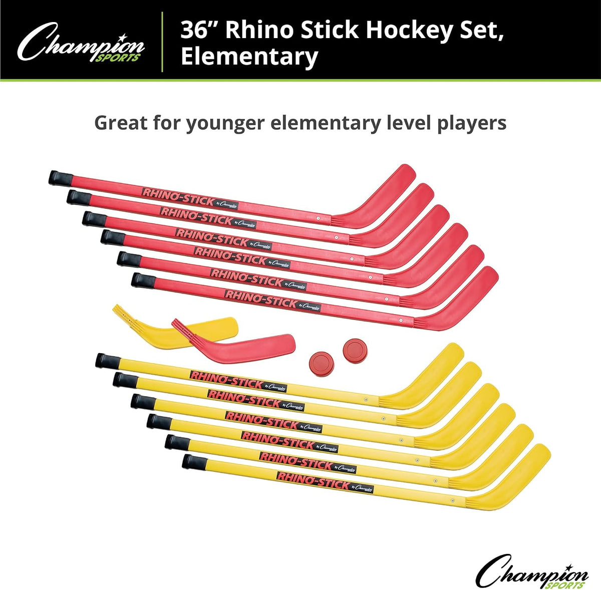 Champion Sports Rhino floor hockey set with 12 ABS sticks, 2 pucks and 2 replacement blades - view 4