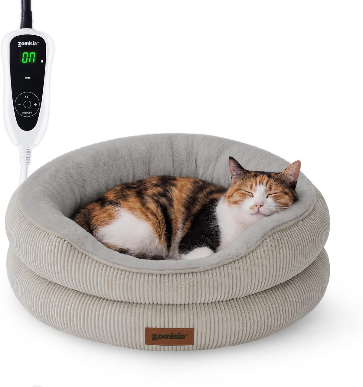 ZOMISlA Heated Cat Bed for Indoor Cats - 21 x 21 x 8 in / Grey