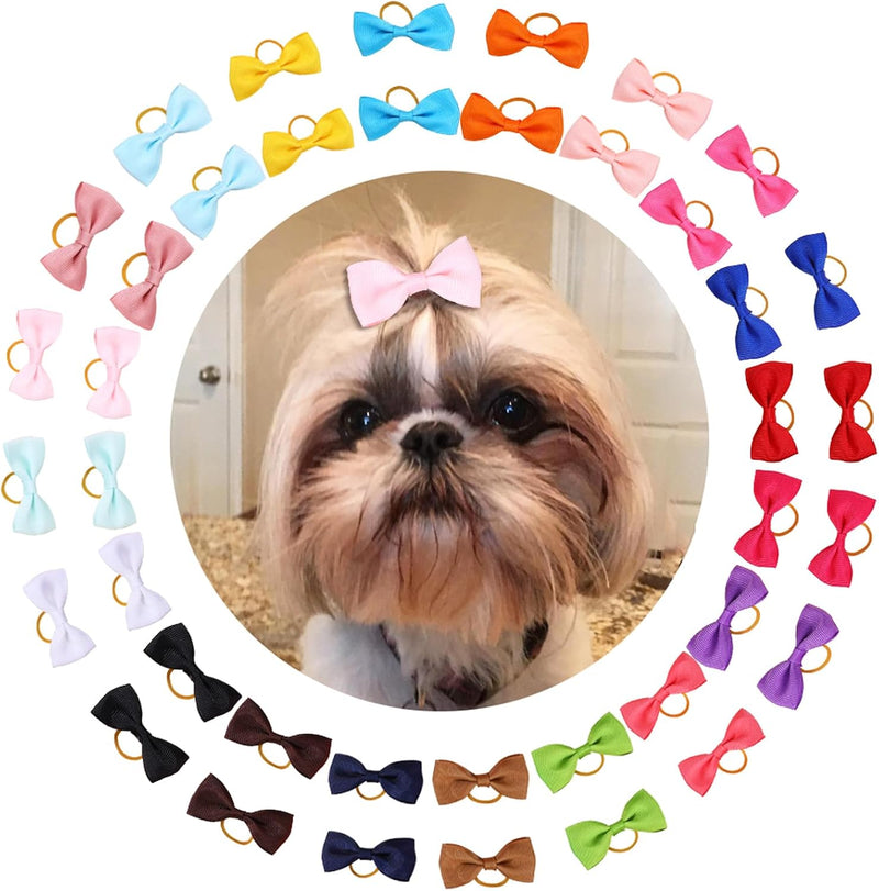 Puppy Dogs Hair Barrettes Bows with Rubber Bands - Style A-40pcs