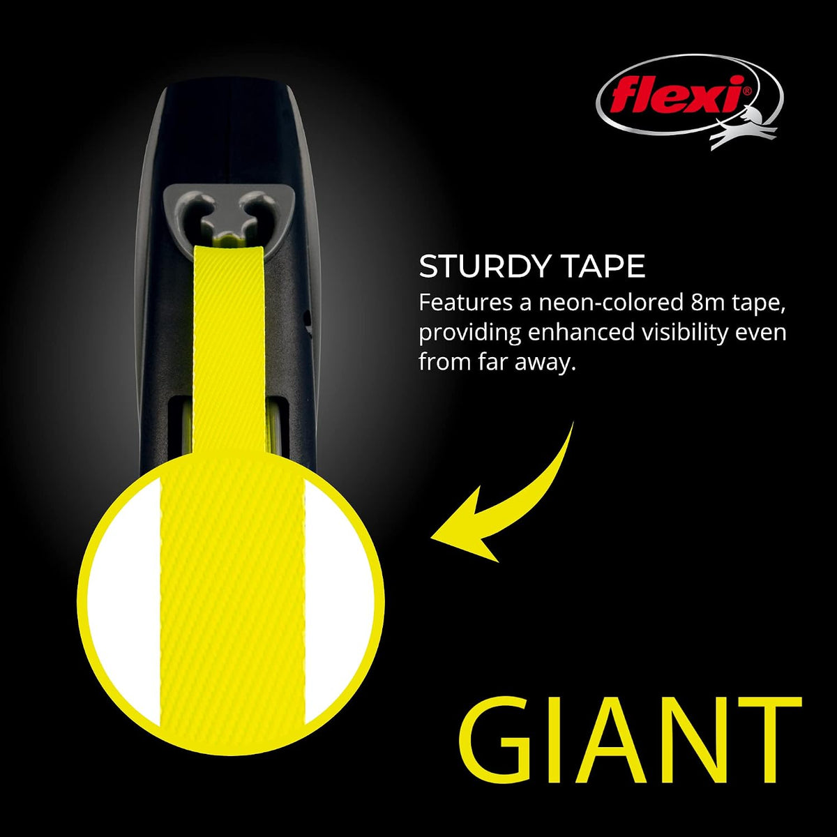 FLEXI Giant Tape Retractable Dog Leash - Black / 26 ft (Large) - image 3
