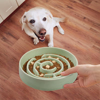 Ceramic Slow Feeder Dog Bowl - Green - image 3