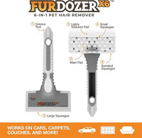 FurDozer X6 Pet Hair Remover & Auto Detailing Tool - Cat & Dog Hair Remover for Carpets, Car Interiors, Couches, Bedding, & Pet Furniture - Reusable Pet Hair Removal Tool for Fur & Lint (Grey, 2-Pack)