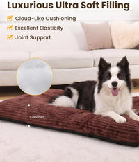 KSIIA Washable Dog Crate Bed Kennel Mat for Large Dogs - Brown / 35.0"L x 23.0"W x 3.0"Th - image 3